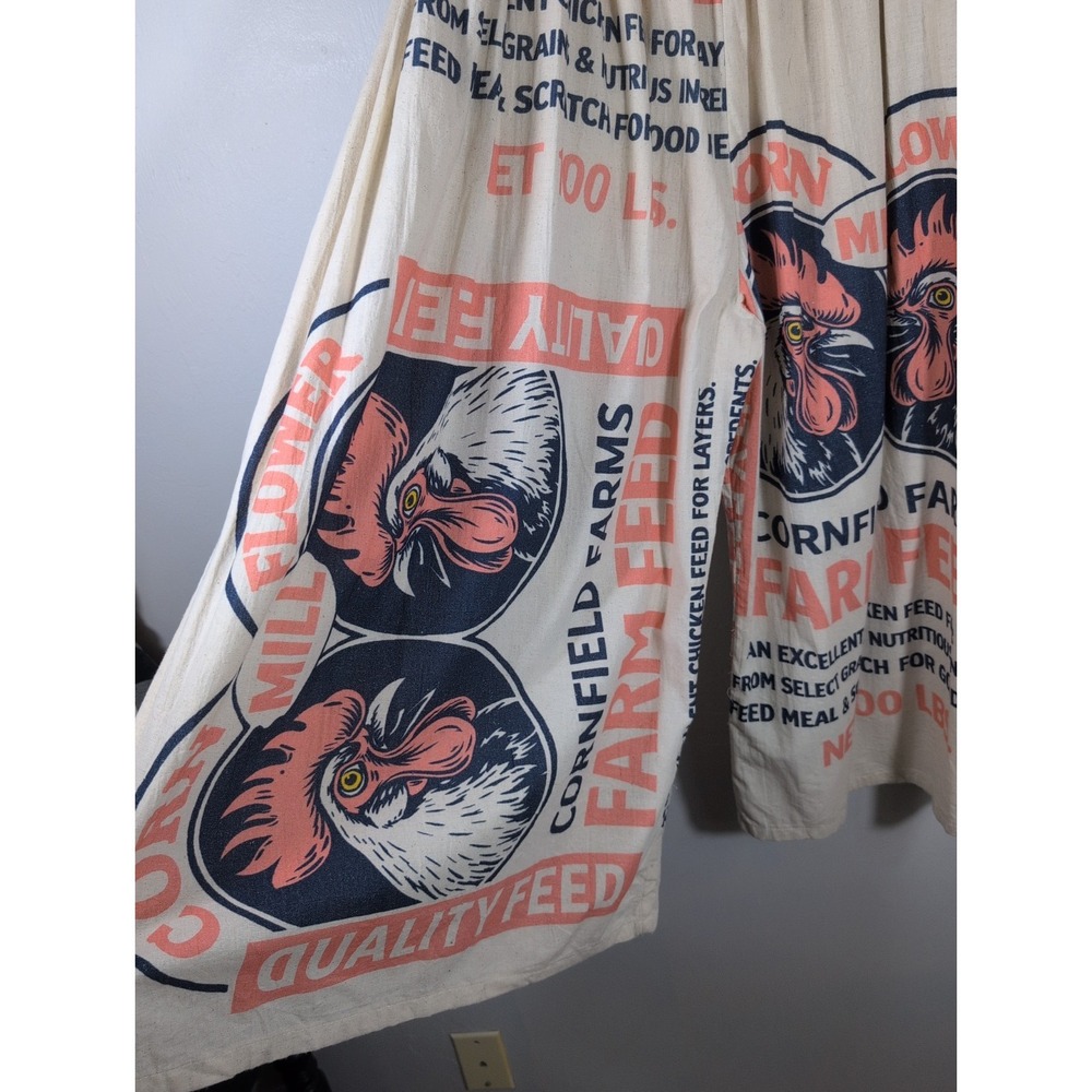 Flour Sack Cotton Wide Leg Rooster Pants Garden Hippie Cottage Core Boho OSFA - Picture 3 of 6